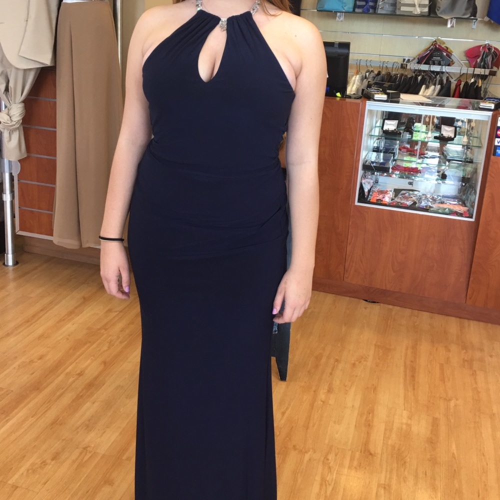 Faviana Navy blue/Rhinestone prom dress